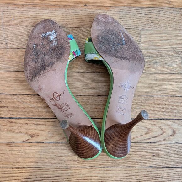 Vintage Y2K Joey O Mules Heeled Sandals Green Buckle 2000s Size 6.5 - Picture 5 of 10